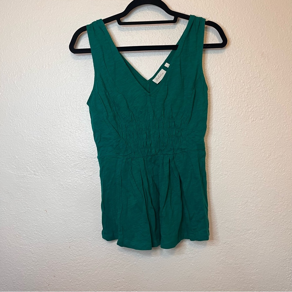 Anthropologie Deletta Women's Green Sleeveless Top V-Neck Size Medium